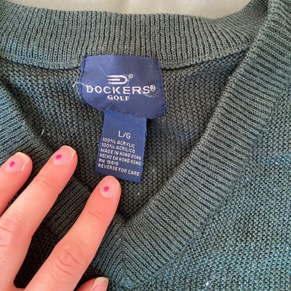 Dockers Men's Green and Grey Jumper - Picture 3 of 3